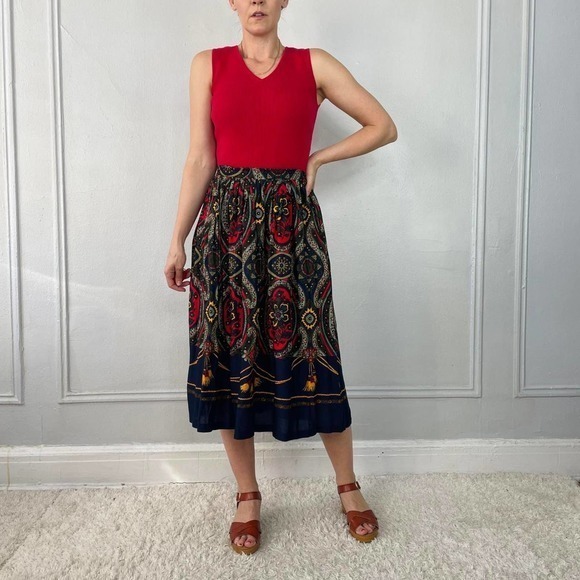 Vintage‎ 80s colorful midi skirt - Picture 1 of 4